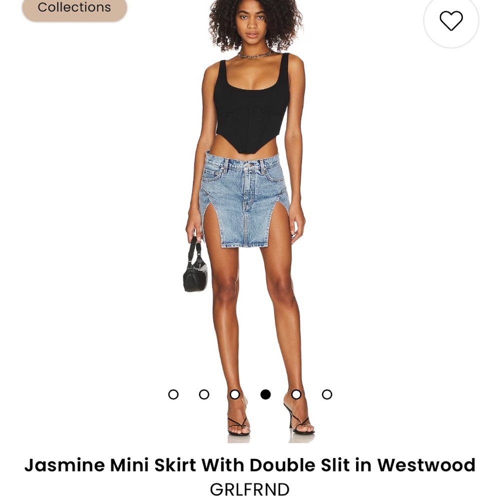 GRLFRND Jasmine Denim Double Spilt mini skirt
